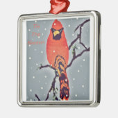 Kardinaal in Snowfall Metalen Ornament (Links)
