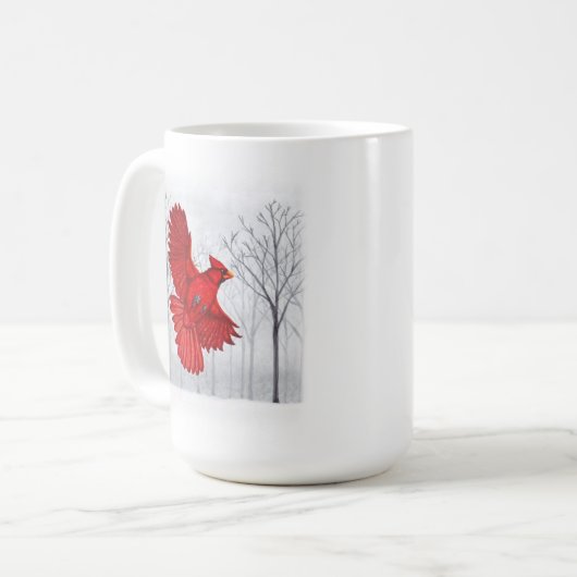 Kardinaal in Snowy Winter Art Coffee Mok (Voorkant links)