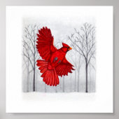 Kardinaal in Snowy Winter Art Poster (Voorkant)
