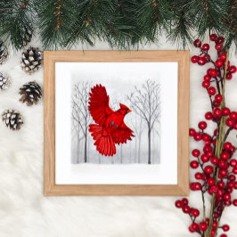 Kardinaal in Snowy Winter Art Poster