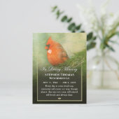 Kardinaal in sparren sympathie dank postkaart (Staand voorkant)