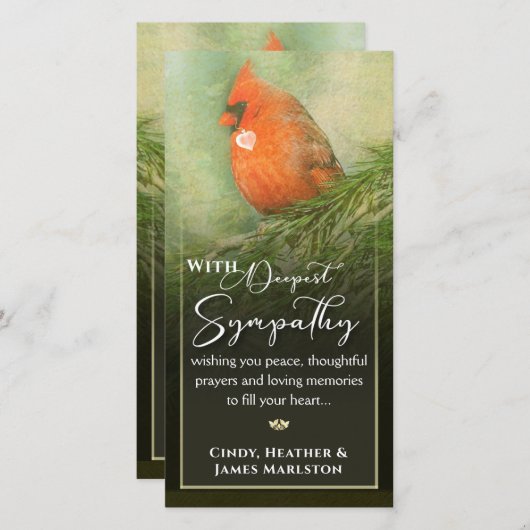 Kardinaal in Spruce 4x8 Deepest Sympathikaart Bedankkaart (Voorkant / Achterkant)