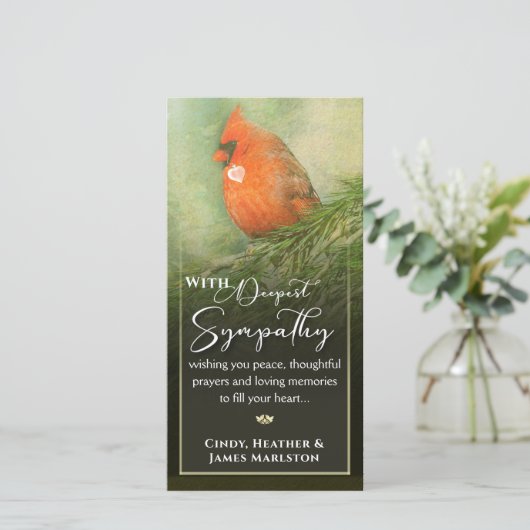 Kardinaal in Spruce 4x8 Deepest Sympathikaart Bedankkaart (Staand voorkant)