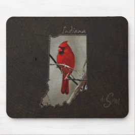 Kardinaal Indiana uitgesneden op Wood Background Muismat