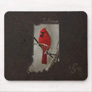 Kardinaal Indiana uitgesneden op Wood Background Muismat