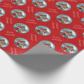 Kardinaal Kerst Vogelveer Rood Cadeaupapier (Hoek)