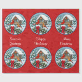 Kardinaal Kerst Vogelveer Rood Cadeaupapier (Vlak)