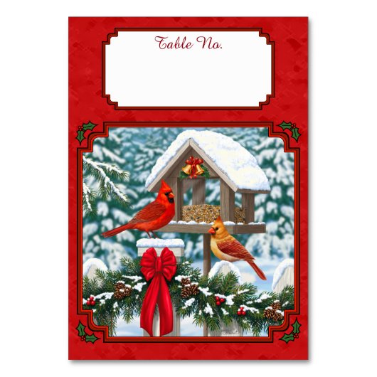 Kardinaal Kerst Vogelveer Rood Kaart (Voorkant)