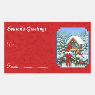 Kardinaal Kerst vogelvoeder Rood Rechthoekige Sticker