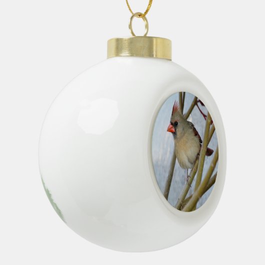 Kardinaal kerstboomversiering keramische bal ornament (Links)