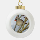 Kardinaal kerstboomversiering keramische bal ornament (Voorkant)