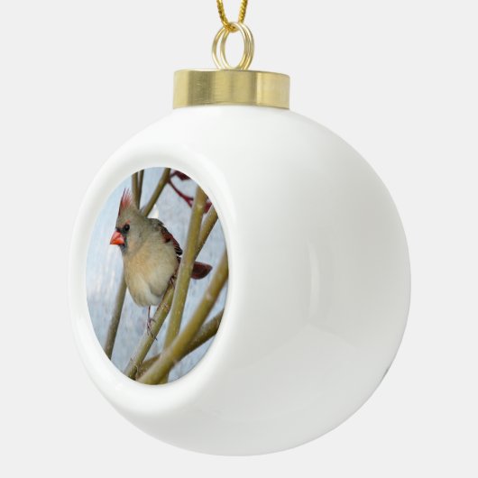 Kardinaal kerstboomversiering keramische bal ornament (Rechts)