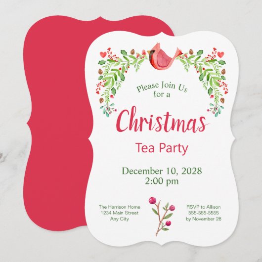 Kardinaal kerstfeest kaart (Voorkant / Achterkant)