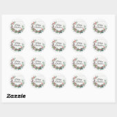 Kardinaal kerstfeest Waterverf Wreath Ronde Sticker (Vel)