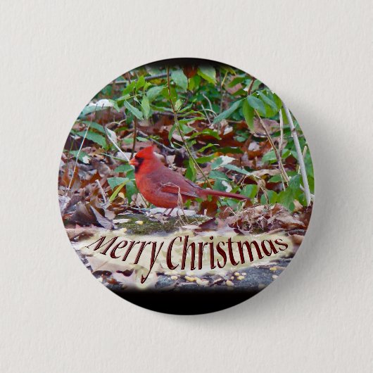 Kardinaal kerstgerei ronde button 5,7 cm (Voorkant)