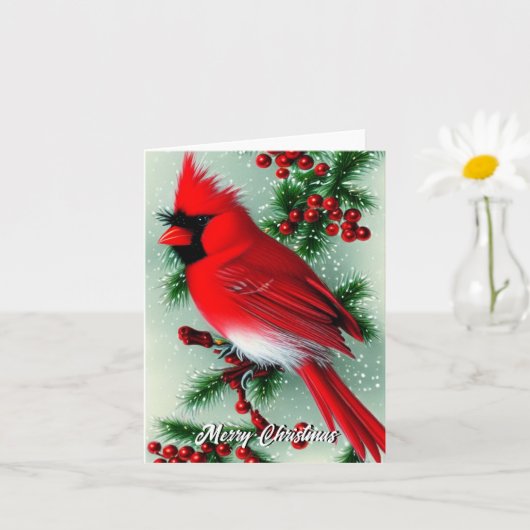 Kardinaal kerstkaart kaart (Kleine Plant)
