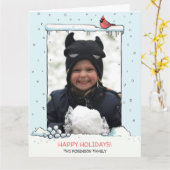 Kardinaal Kerstkaart, Kardinaal foto briefkaart (Gele Bloem)