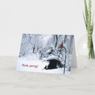 Kardinaal kerstkaartje voor wintervakantie feestdagen kaart