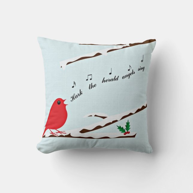 Kardinaal kerstkarol Linen-look Pillow Kussen (Voorkant)