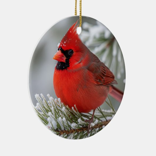 Kardinaal kerstversiering keramisch ornament (Rechts)