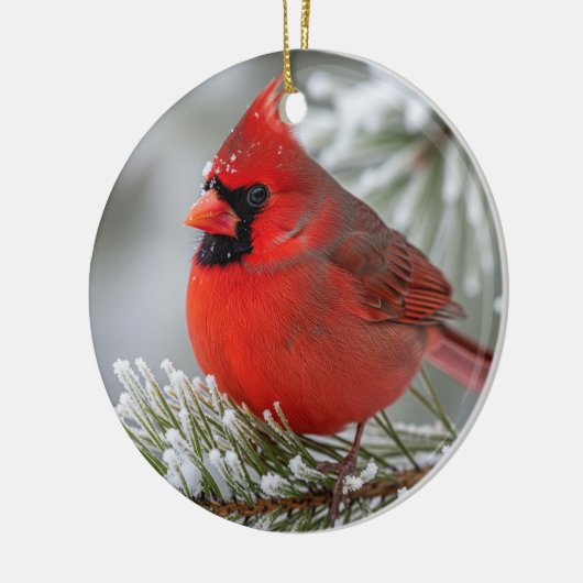 Kardinaal kerstversiering keramisch ornament (Links)