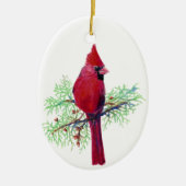 Kardinaal kerstversiering keramisch ornament (Voorkant)