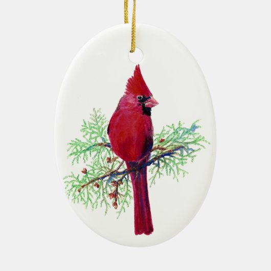 Kardinaal kerstversiering keramisch ornament (Achterkant)