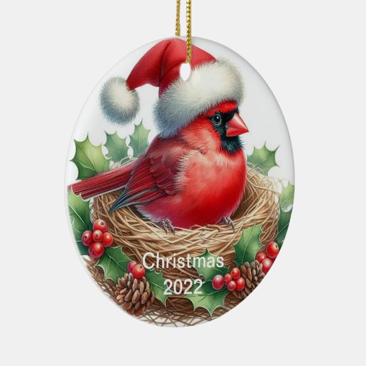 Kardinaal kerstversiering keramisch ornament (Rechts)