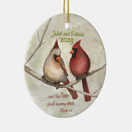 Kardinaal kerstversiering keramisch ornament (Rechts)