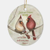 Kardinaal kerstversiering keramisch ornament (Links)