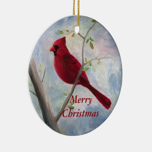 Kardinaal kerstversiering keramisch ornament (Rechts)