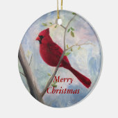 Kardinaal kerstversiering keramisch ornament (Links)