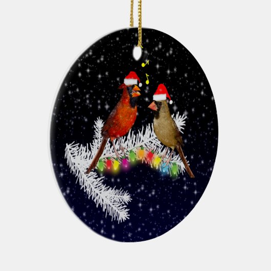 Kardinaal kerstversiering keramisch ornament (Rechts)