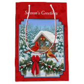 Kardinaal Kerstvogelvoeder Rood Medium Cadeauzakje (Voorkant)