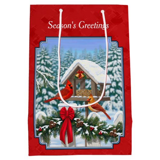 Kardinaal Kerstvogelvoeder Rood Medium Cadeauzakje (Achterkant)