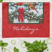 Kardinaal Kerstvogelvoeder Rood Theedoek (Gevouwen)