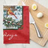 Kardinaal Kerstvogelvoeder Rood Theedoek (Quarter Fold)