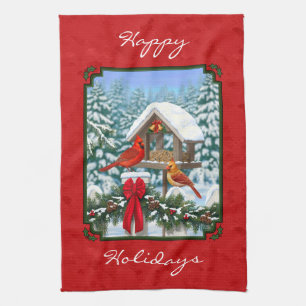 Kardinaal Kerstvogelvoeder Rood Theedoek