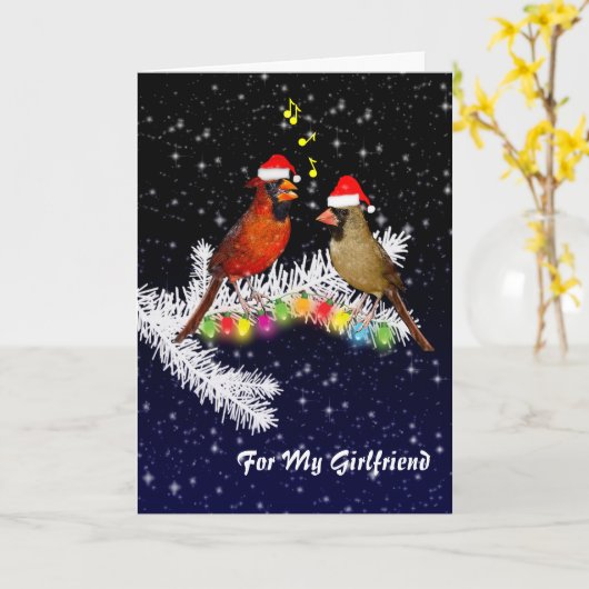 Kardinaal kerstVriendin (voer je bericht in) Kaart (Gele Bloem)