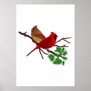 Kardinaal koppel op een filiaal poster