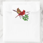 Kardinaal koppel op een filiaal vierkante sticker (Tas)