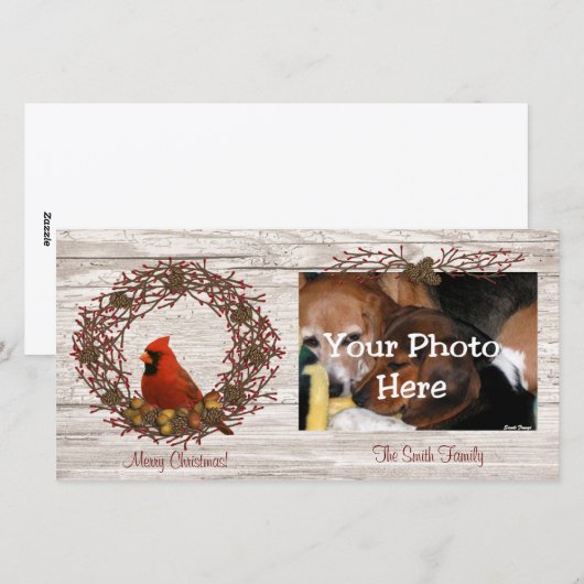 Kardinaal krans fotokaart feestdagenkaart (Voorkant / Achterkant)