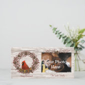 Kardinaal krans fotokaart feestdagenkaart (Staand voorkant)