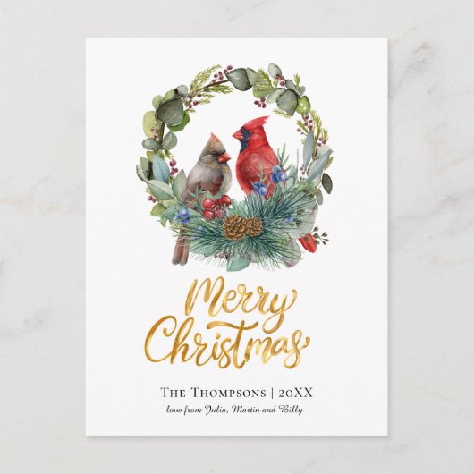 Kardinaal Krans Vrolijk Kerstfeest Feestdagenkaart (Voorkant)