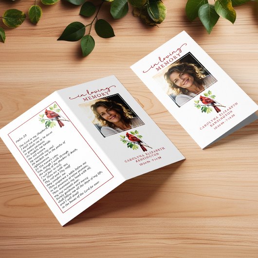 Kardinaal Loving Memory Kleine Begrafenis Gebed Ka Kaart