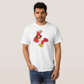 Kardinaal Mascot die Baseball speelt T-shirt (Voorkant volledig)