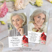 Kardinaal Memorial 2 foto's Roze Bloemen Gebed Kaa Visitekaartje