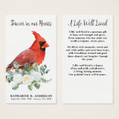 Kardinaal Memorial Floral Funeral Prayer Kaart (Voorkant /achterkant)