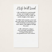 Kardinaal Memorial Floral Funeral Prayer Kaart (Achterkant)