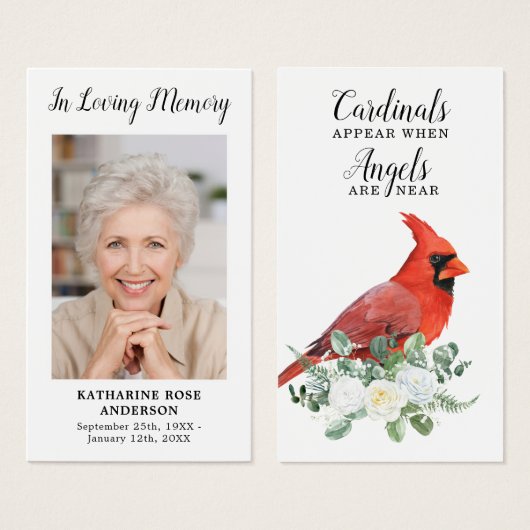 Kardinaal Memorial Funeral Prayer Kaart Custom Pho (Voorkant /achterkant)